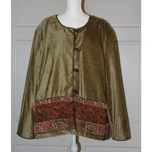 Green/Brown Button Up Blouse